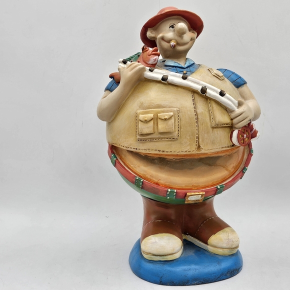 piggy bank~ Vintage unique big belly fisherman 10 in tall - Picture 4 of 13